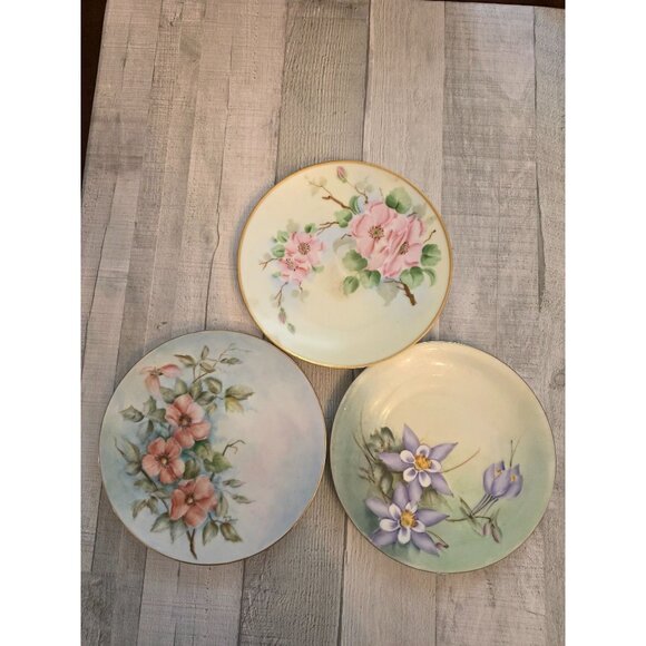 Bavarian Set Of 3 Hand Painted Floral Decorative Plates - Picture 1 of 9